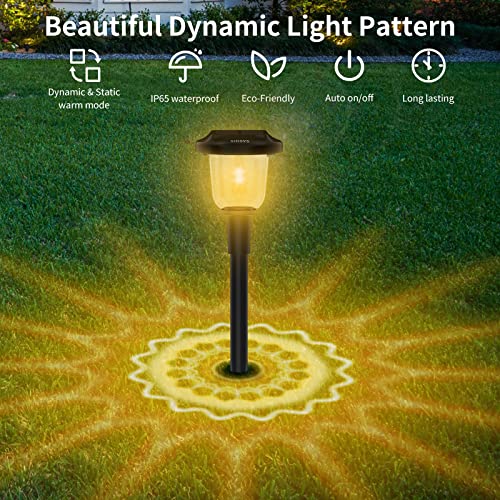 SIDSYS Outdoor Solar Lights for Yard, Glass Dream Dynamic Solar Outdoor Lights, 230LM Pattern Changing Warm Solar Garden Lights, IP65 Waterproof Solar Powered Pathway Lights 8 Pack