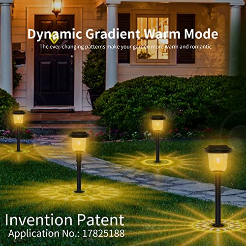 SIDSYS Outdoor Solar Lights for Yard, Glass Dream Dynamic Solar Outdoor Lights, 230LM Pattern Changing Warm Solar Garden Lights, IP65 Waterproof Solar Powered Pathway Lights 8 Pack