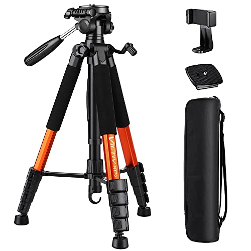 VICTIV 74” Camera Tripod for iPhone Canon Nikon, Lightweight Travel Tripod with Carry Bag, Aluminum Professional Camera Tripod Stand for DSLR/SLR