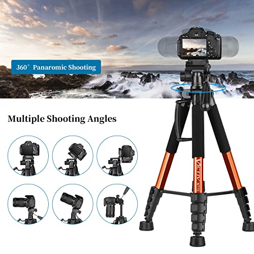 VICTIV 74” Camera Tripod for iPhone Canon Nikon, Lightweight Travel Tripod with Carry Bag, Aluminum Professional Camera Tripod Stand for DSLR/SLR