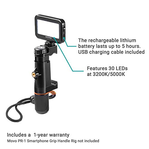 Movo LED-30 Mini LED Light Panel with Adjustable Brightness and Rechargeable Battery - Portable Light Perfect for Photography, Videos, and More