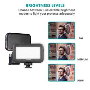 Movo LED-30 Mini LED Light Panel with Adjustable Brightness and Rechargeable Battery - Portable Light Perfect for Photography, Videos, and More