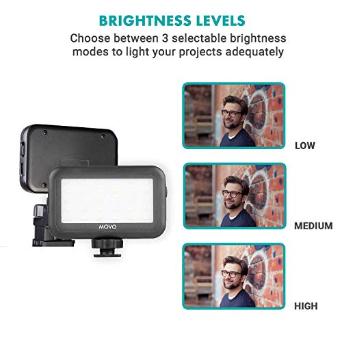 Movo LED-30 Mini LED Light Panel with Adjustable Brightness and Rechargeable Battery - Portable Light Perfect for Photography, Videos, and More