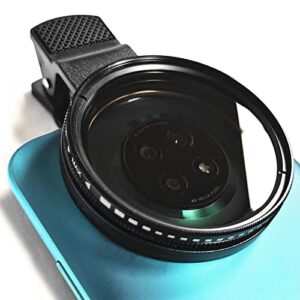 52mm Clip-on ND 2-400 Phone Camera Lens Filter, ND Filter for iPhone 14 13 12 11,Samsung BLU, Motorola, Xiaomi and Other Smart Phones