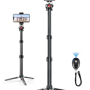 Webcam Tripod Stand, Nycetek Adjustable Sturdy Desk Tripod for Logitech Webcam C920 Brio and Other Webcam with 1/4" Thread, Aluminum Table Tripod with Phone Holder & Remote for Cell Phones, Camera