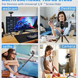 Webcam Tripod Stand, Nycetek Adjustable Sturdy Desk Tripod for Logitech Webcam C920 Brio and Other Webcam with 1/4" Thread, Aluminum Table Tripod with Phone Holder & Remote for Cell Phones, Camera