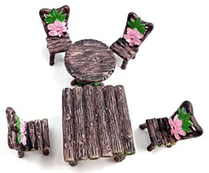 6pcs miniature table and chairs set, fairy garden furniture ornaments kit for dollhouse accessories home micro landscape decoration