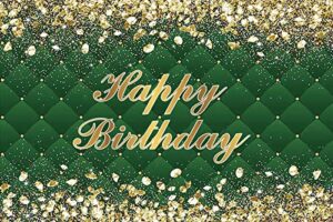 renaiss 7x5ft happy birthday backdrop banner for photoshoot portrait gold diamonds green photography background for men women 30th 40th 50th 60th 70th 80th bday party decor glitter photo booth prop