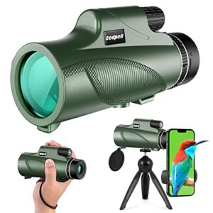 sedpell 10×50 monocular telescope with smartphone adapter, tripod, high power monoculars for adults, hd monocular scope for bird watching, hunting, archery, hiking, concert