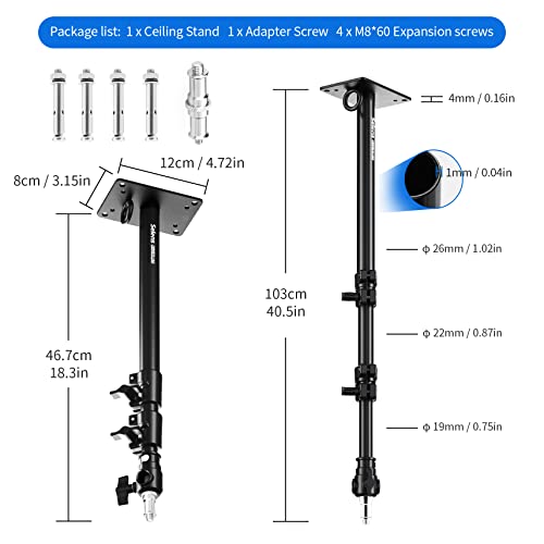 Selens Camera Wall Mount Ring Light Boom Arm, Overhead Light Mounting for Photo Studio Video Ring Light, Strobe Light, Flash, Softbox, Reflector, Max Length 39inch