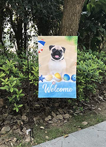 BAGEYOU Custom Name Welcome Spring Dog Garden Flag Cute Pitbull Dog Driving a Vintage Car Summer Flowers and Lawn Decor Home Banner for Outside 12.5x18 Inch Print Both Sides