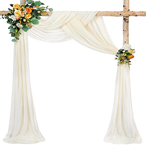 Wedding Arch Fabric Drape Ivory 3 Panels 6 Yards Sheer Backdrop Curtain Chiffon Fabric for Party Ceremony Stage Reception Decorations