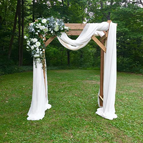 Wedding Arch Fabric Drape Ivory 3 Panels 6 Yards Sheer Backdrop Curtain Chiffon Fabric for Party Ceremony Stage Reception Decorations