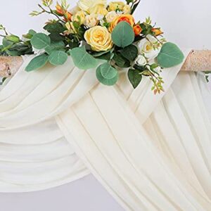 Wedding Arch Fabric Drape Ivory 3 Panels 6 Yards Sheer Backdrop Curtain Chiffon Fabric for Party Ceremony Stage Reception Decorations