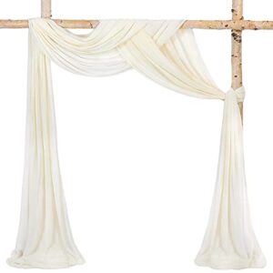 Wedding Arch Fabric Drape Ivory 3 Panels 6 Yards Sheer Backdrop Curtain Chiffon Fabric for Party Ceremony Stage Reception Decorations