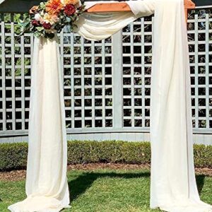 Wedding Arch Fabric Drape Ivory 3 Panels 6 Yards Sheer Backdrop Curtain Chiffon Fabric for Party Ceremony Stage Reception Decorations