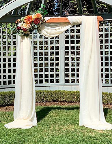 Wedding Arch Fabric Drape Ivory 3 Panels 6 Yards Sheer Backdrop Curtain Chiffon Fabric for Party Ceremony Stage Reception Decorations