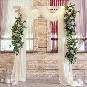 Wedding Arch Fabric Drape Ivory 3 Panels 6 Yards Sheer Backdrop Curtain Chiffon Fabric for Party Ceremony Stage Reception Decorations