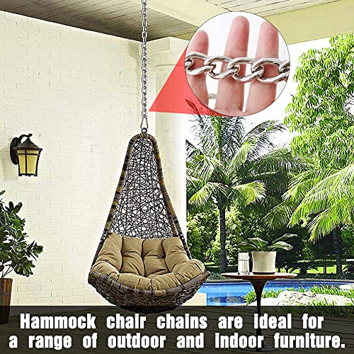 Rovepic Chair Chain Kit with Carabiners Adjustable Heavy Duty Hanging Hook Stainless Steel Hanging Accessories 360° Swivel for Indoor Outdoor Playground Garden Balcony Hammock Punching Bags Swing