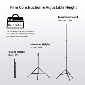SMALLRIG Photography Light Stand 110"/9.2ft/280cm, Air-Cushioned Aluminum Photo Video Tripod Stand with 1/4" Screw for Softbox, Studio Light, Reflector and Ring Light, Max Load 8kg, RA-S280-3736
