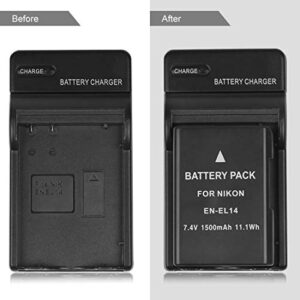 EN-EL14 EN EL14a EN-EL14+Battery Charger MH-24 for Nikon D3100, D3200, D3300, D3400, D3500, D5100, D5200, D5300, D5500, D5600, Df DSLR, Coolpix P7000, P7100, P7700, P7800 Cameras