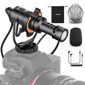 neewer video microphone for phone, on camera mic kit with black pro shock mount compatible with iphone android smart phones dslr camera tablet (iphone adapter not included), cm14 pro