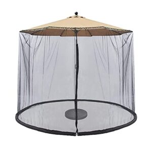 nc umbrella screen 10ft patio umbrella mosquito nets with double zipper door adjustable top drawstring outdoor umbrella table screen fits ft umbrella bug screen for garden(black)