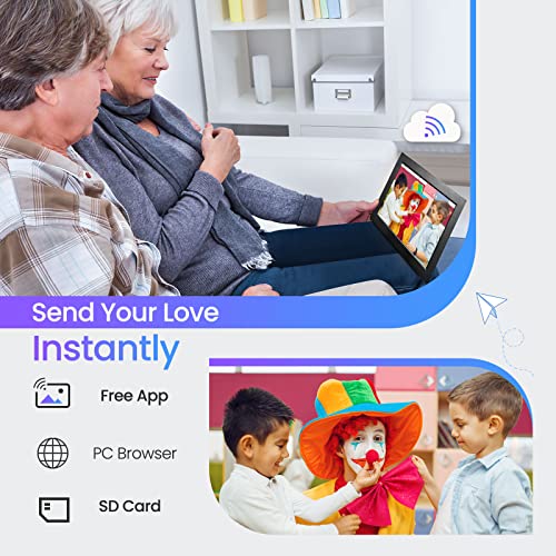 Bgift Digital Picture Frame, 10.1 Inch WiFi Digital Photo Frame with 16GB Storage and SD Memory Card Slot, Unlimited Account Connection, 1920 * 1200 IPS HD Touch Screen - Gift Guide for Mother's Day