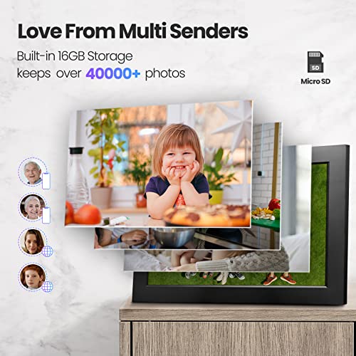 Bgift Digital Picture Frame, 10.1 Inch WiFi Digital Photo Frame with 16GB Storage and SD Memory Card Slot, Unlimited Account Connection, 1920 * 1200 IPS HD Touch Screen - Gift Guide for Mother's Day