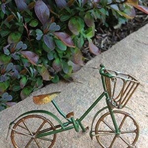 G & F Products 10022GR MiniGarden Fairy Garden Miniature Green Mini Bicycle Outdoor Statue, 3" Wide x 2" High