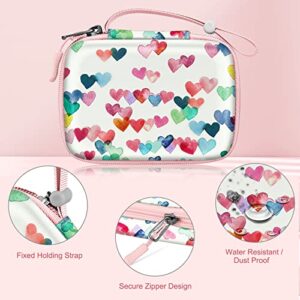 Fintie Kids Camera Case Compatible with Seckton/GKTZ/WOWGO/OMZER/Suncity/Agoigo/Ourlife/Rindol/Unicorn Toys Digital Camera & Video Camera, Hard Carrying Bag with Inner Pocket, Raining Hearts