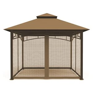 garden sunny gazebo mosquito netting screen 4-panels universal replacement for patio, outdoor canopy, garden and backyard (only netting) (12’x12′, khaki)