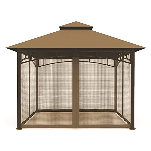 Garden Sunny Gazebo Mosquito Netting Screen 4-Panels Universal Replacement for Patio, Outdoor Canopy, Garden and Backyard (Only Netting) (12'x12', Khaki)