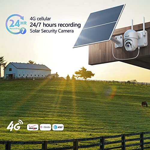 SOLIOM 4G LTE Cellular Security Camera [24/7 Recording] with 20W Solar Panel, 20000mAh Battery,360° Pan Tilt,Spotlight Color Night Vision,2 Way Talk,PIR Motion Detection,No WiFi,IP66, SL800-4G