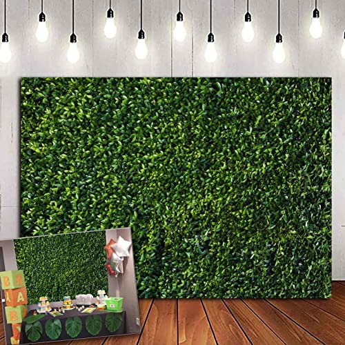 HQM 7x5FT Soft Fabric/Polyester Nature Spring 3D Green Leaves Theme Photo Background Wedding Birthday Party Newborn Baby Shower Photography Backdrops Zoo Decor Shoot Props Bannner