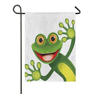 ALAZA Merry Green Frog with Greater Eye Burlap Garden Flag Double Sided,House Yard Flags,Holiday Seasonal Outdoor Decorative Flag 12x18 Gift