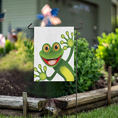 ALAZA Merry Green Frog with Greater Eye Burlap Garden Flag Double Sided,House Yard Flags,Holiday Seasonal Outdoor Decorative Flag 12x18 Gift