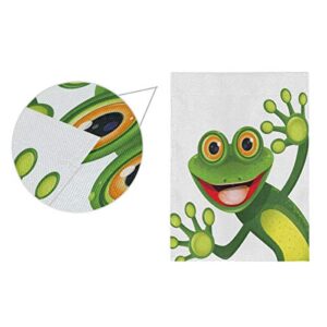 ALAZA Merry Green Frog with Greater Eye Burlap Garden Flag Double Sided,House Yard Flags,Holiday Seasonal Outdoor Decorative Flag 12x18 Gift