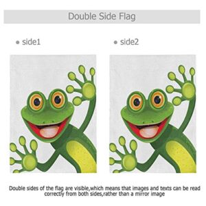 ALAZA Merry Green Frog with Greater Eye Burlap Garden Flag Double Sided,House Yard Flags,Holiday Seasonal Outdoor Decorative Flag 12x18 Gift