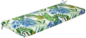 pillow perfect 586601 perfect outdoor/indoor soleil bench/swing cushion, 45″ x 18″, blue/green