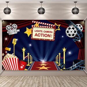 movie theme party decorations supplies, large fabric backdrop for movie night birthday party event awards night ceremony photo photography booth background, 72.8 x 43.3 inch