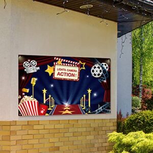 Movie Theme Party Decorations Supplies, Large Fabric Backdrop for Movie Night Birthday Party Event Awards Night Ceremony Photo Photography Booth Background, 72.8 x 43.3 Inch