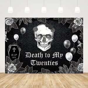 ablin 7x5ft death to my twenties backdrop for thirties birthday party decorations rip to my 20s youth gothic skull black rose balloons photography background photo props