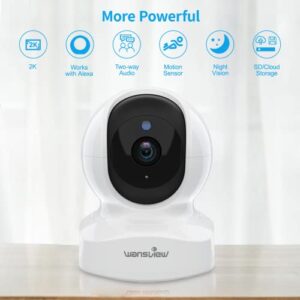 Home Security Camera, Baby Camera,1080P HD wansview Wireless WiFi Camera for Pet/Nanny, Motion Alerts, 2 Way Audio, Night Vision, Compatible with Alexa Echo Show, with TF Card Slot and Cloud