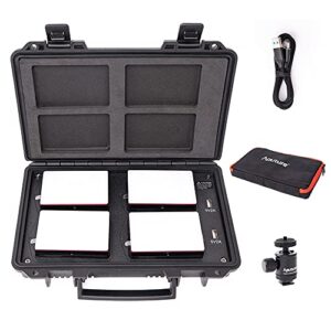 aputure mc 4-light travel kit, 4 mc rgbww led on camera lights with wireless charge case cri/tlci 96+, temperature 3200k-6500k, hsi mode,support magnetic attraction