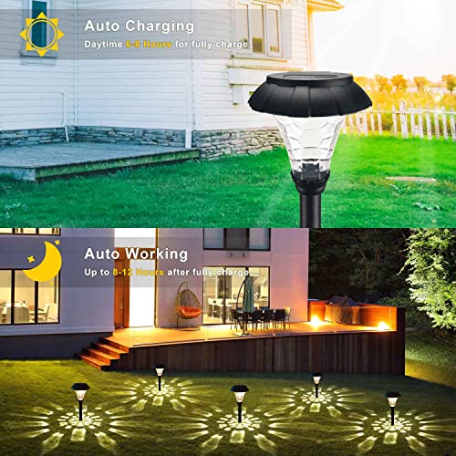 LAMTREE 6 Pack 8 Lumens Solar Pathway Lights,Outdoor Solar Lights Waterproof,Landscape Lights for Path, Pathway, Walkway, Yard, Lanscape, Lawn and Garden