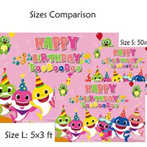 GRATULON Babe Shark Party Supplies for Birthday Decorations, Gratulon Vinyl Light-Weight Babe Shark Backdrop for Baby Shower and Kids’ Bedroom Wall Sticker Décor Pink 32”X50”