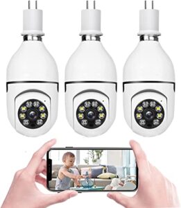 topiacam light bulb security camera,2.4ghz light socket security camera,bulb security camera indoor/outdoor with color night vision,2-way talk, 7/24 recording,motion tracking,3pack