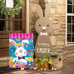 Spring Easter Bunny Garden Flag Double Sided 12" x 18", Polyester Double Sided Easter Yard Flag, Happy Easter Spring Garden Flag Yard Decorations