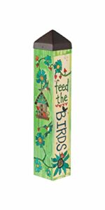 studio m birds will sing art pole outdoor decorative garden post, made in usa, 20 inches tall